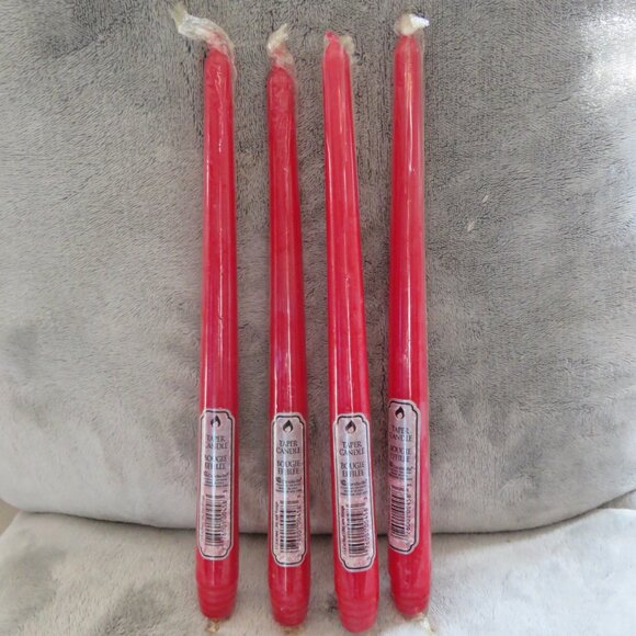Lot 4 Candle-Lite 11.5" Red Taper Candles (each wrapped in plastic) Made in USA - Picture 1 of 13